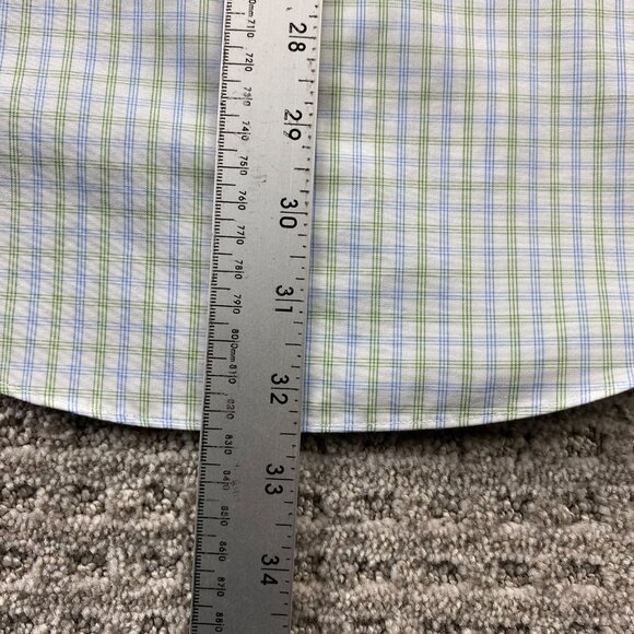 Brooks Brothers Button Up Shirt Men 15-32 Slim Fit Non-Iron White Green Check - Picture 9 of 9